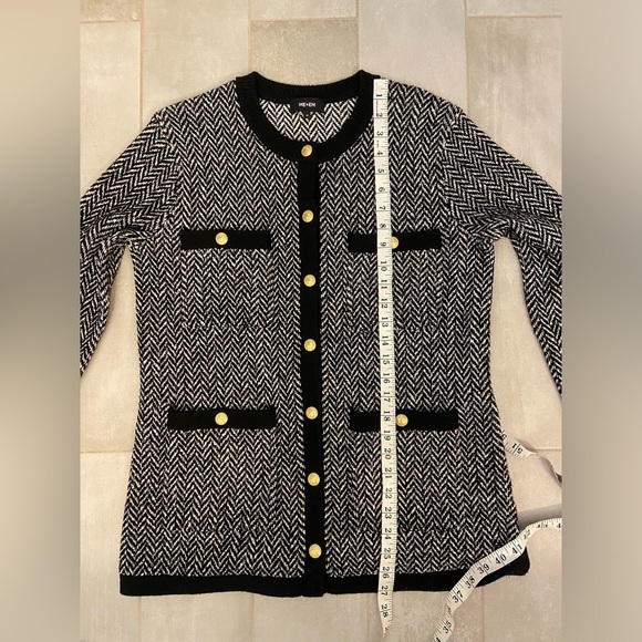 ME+EM Wool Blend Chevron Jacket Black & White Size Medium - Picture 7 of 8